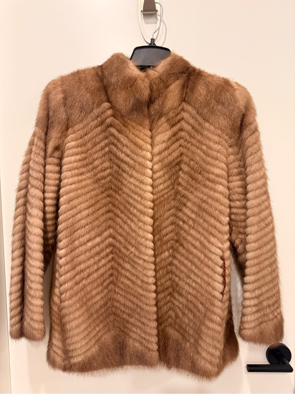Vintage Chevron Mink Fur Coat - Small